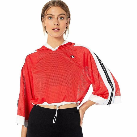 Champion Women's Cropped Mesh Top RED - Picture 4 of 12